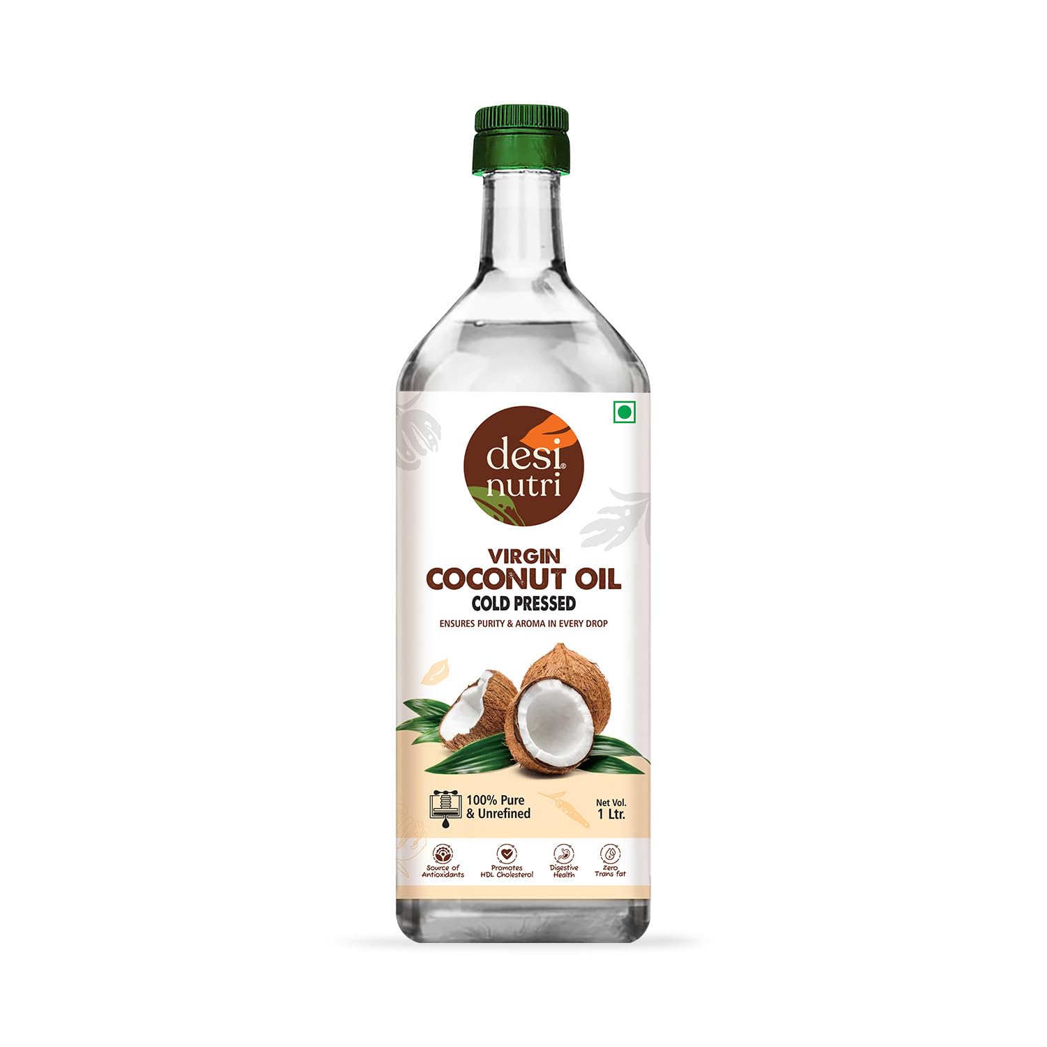 Desi Nutri Cold Pressed Virgin Coconut Oil, 1litre | 100% Pure & Edible | For Cooking, Skin & Hair Health, Oil Pulling | Boosts Heart Health Skin Care | 1000ml (B0CTHTHS3L) Amazon Price History, Amazon Price Tracker