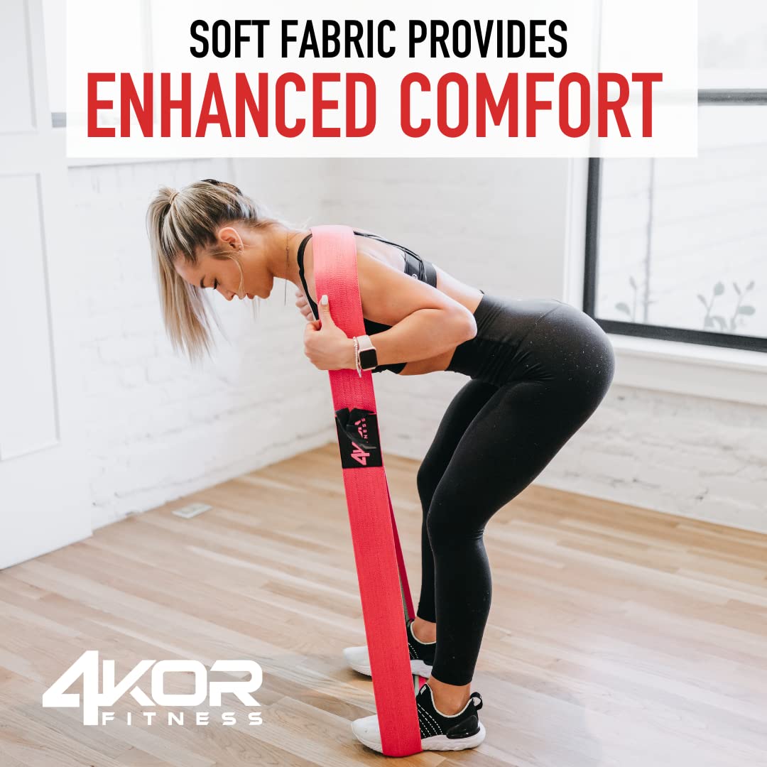 4KOR Fitness Bande de résistance en boucle, 127 x 7,6 cm, fabriquée en tissu antidérapant confortable, parfaite pour la physiothérapie, le yoga et la construction de fessiers