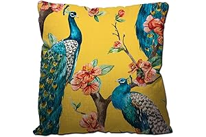 IBILIU Peacock Painting Throw Pillow Covers 18X18, Watercolor Peacock Cherry Blossom Flower...