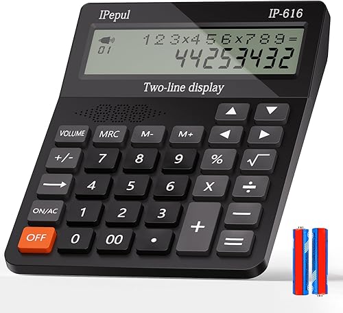 Calculadoras de escritorio, calculadora de escritorio con pantalla grande de 2 líneas, calculadora básica parlante con botón grande y volumen