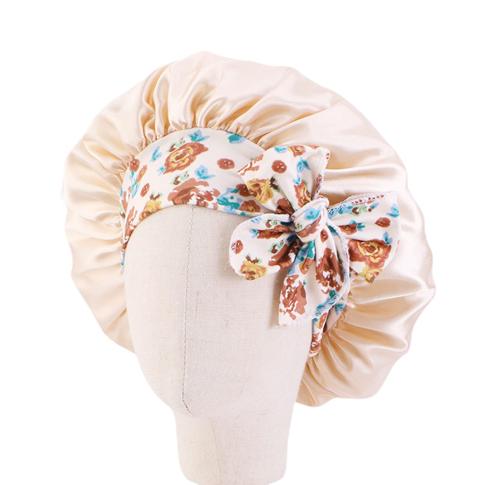 Maxtonser Elastic Hair Cap for Sleeping Reversible Bowknot Decor Haircare Headwear Ceremony Elasticity Night Hat
