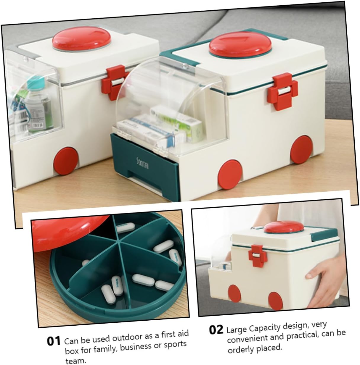 Emergency Organizer Box Medicine Organizer Box First Aid Kit Plastic Medicine Case
