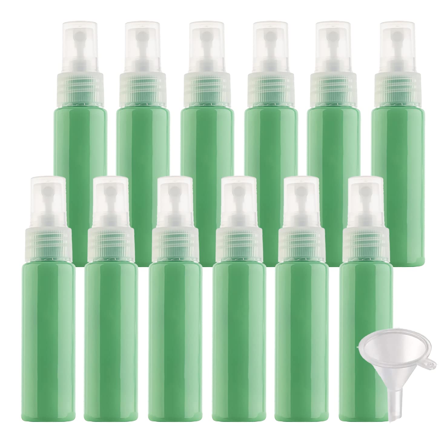 50 Stück 30ml Sprühflasche Hellgrün Leer Feinen Nebel Sprühflasche Reise Zerstäuber Klein Plastik Nebel Parfümzerstäuber Reiseflaschen mit Trichter