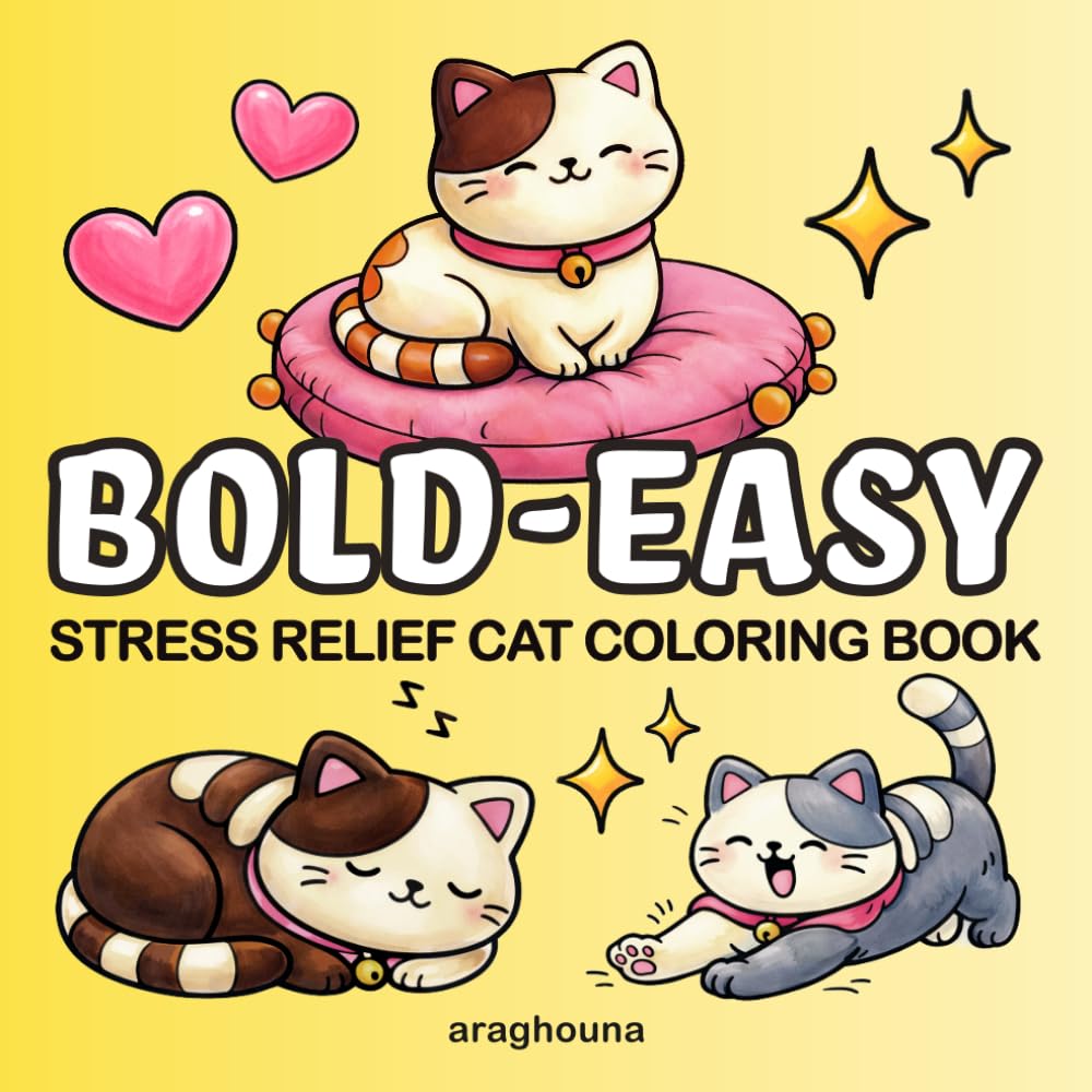 Bold-Easy Stress Relief Cat Coloring Book