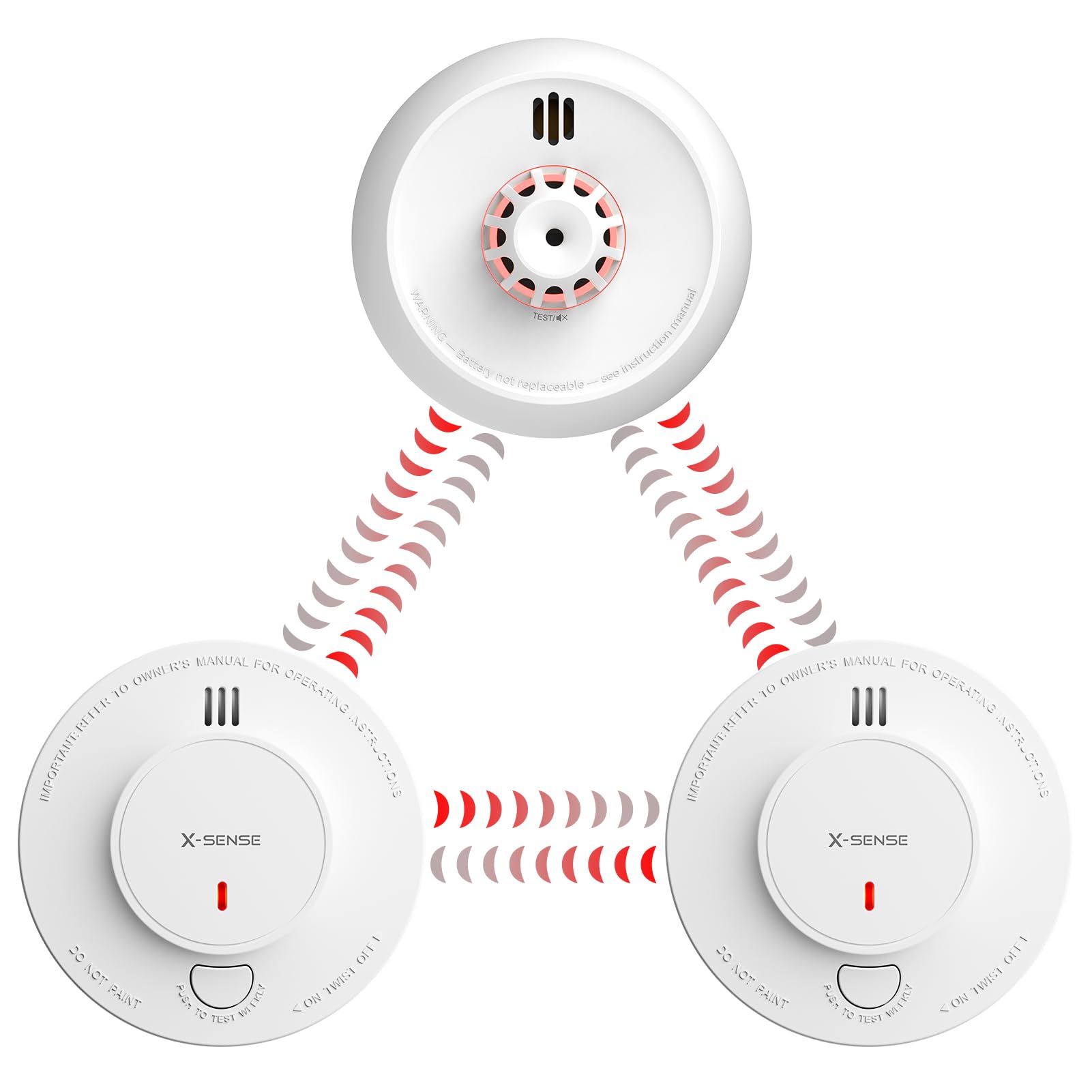 X-Sense Wireless Interlinked 3-Count Alarm Bundle (2 Smoke & 1 Heat), White
