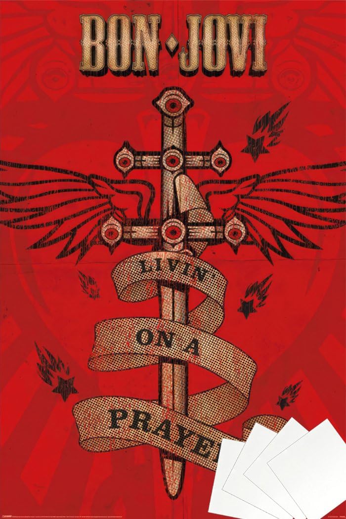 Amazon.com: Bon Jovi - Music Poster (Livin' On A Prayer) (Size: 24