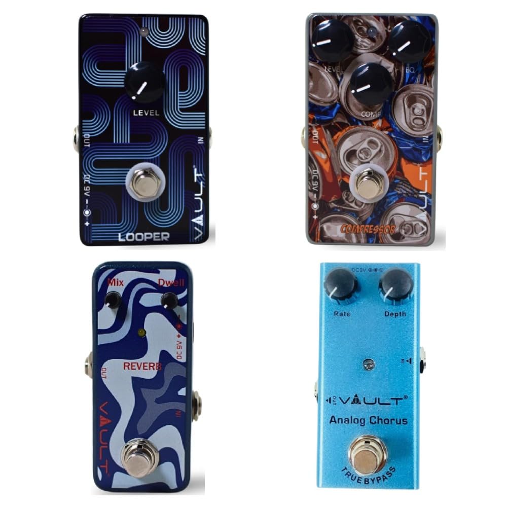 Vault Looper, Compressor, Reverb and Analog Chorus Guitar Effects Pedal (Pack of 4)