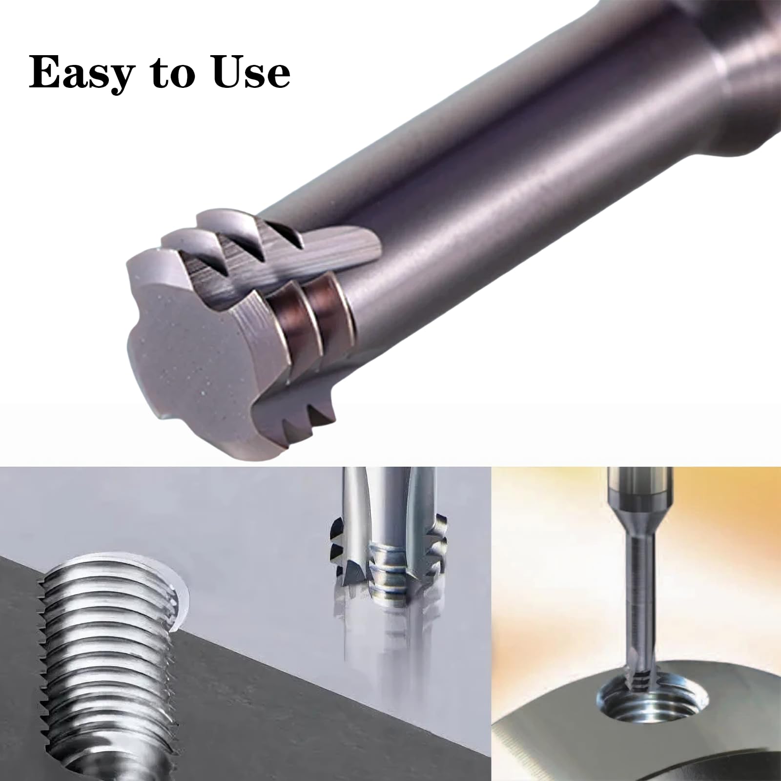 Generic 1 x Gewindefräser-Bit, UNF0-80 x D4 Wolframstahl-Fräser, 3T 3 Rillen, Gravur-Einfädelwerkzeuge für CNC-Fräsmaschine, Nano-Beschichtung HRC60 für Metall, Edelstahl, Gusseisen (UNF0-80 x D4)