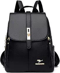 Mochila Feminina de Couro PU Antifurto Moda Simples Mochila Pequena Impermeável Vintage E Versátil Casual Bolsa Viagem Multiuso