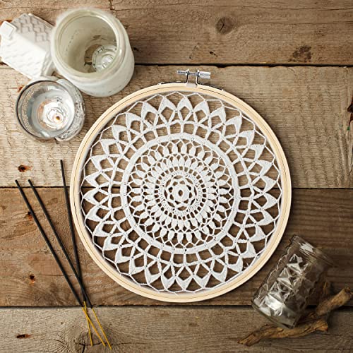 Image of Pllieay 4 Pieces Embroidery Hoop 4,6,7,8 Inch Bamboo Embroidery Circle Cross Stitch Hoop Ring 4 inch to 8 inch for Embroidery and Cross Stitch Supplies