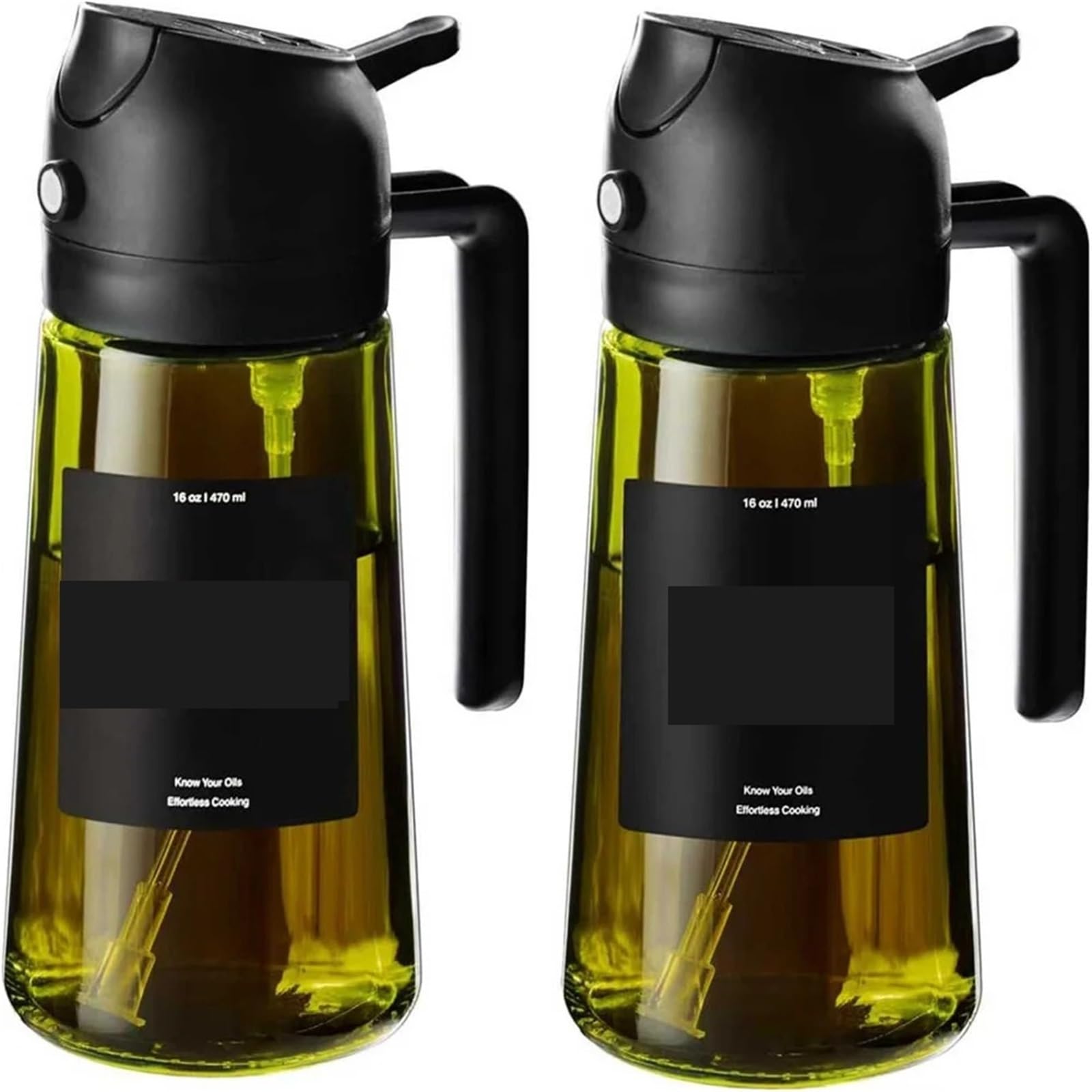 POAHNCU Oil Spray Bottle, 470ml 2-in-1 Oil Sprayer Dispenser For Cooking, Thick Glass Spray Bottle,for Air Fryer,Salad