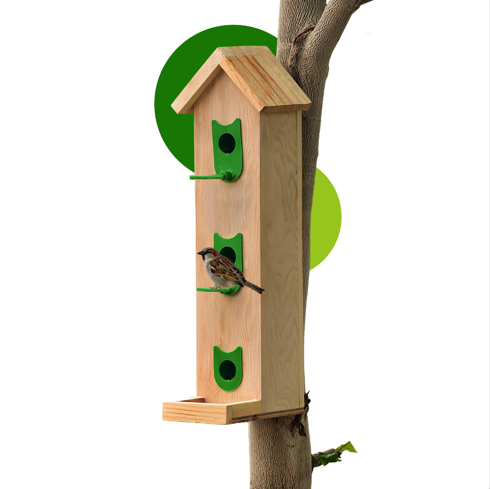 Skybeings Wooden Wall Mounting Large Bird Feeder 1kg Bird Food Capacity 3 Nozzles (Beige) (B0CR7SRQNZ) Amazon Price History, Amazon Price Tracker