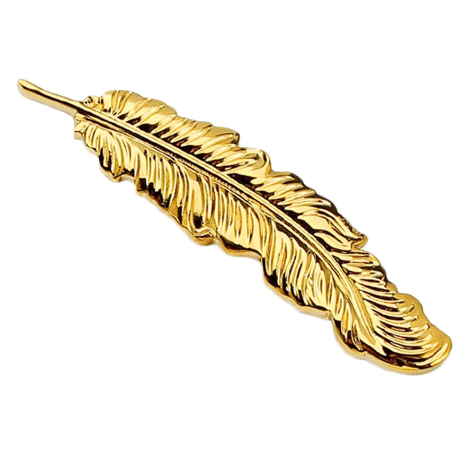 Chenhoju Gold Feathered Brass Cabinet Pulls Double Hole Fixing Ideal For Dressers, Wardrobes, Kitchen Cabinets, And Furniture Hardware Cabinet Pulls(,153Mm)