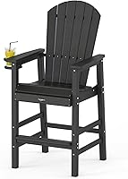 Vista 10 de VINGLI Juego de 2 sillas Adirondack altas Adirondack de polietileno de alta densidad con soportes para tazas, sillas de terraza de polietileno