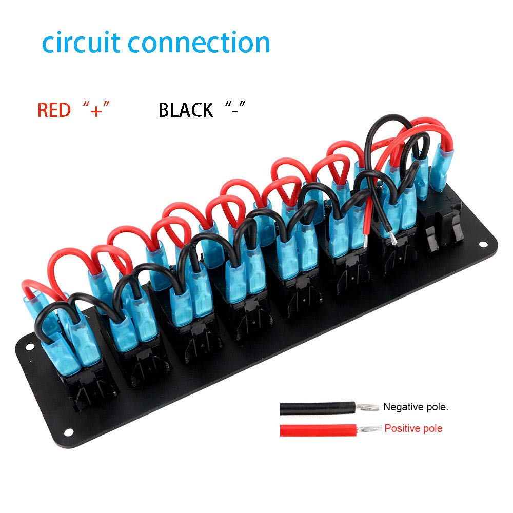 Riloer Panel de interruptor de combinación de 8 bandas, 12 V, 24 V, interruptor basculante cerrado impermeable con luz LED y pantalla de voltaje, cargador USB dual de 5 V 4,8 A