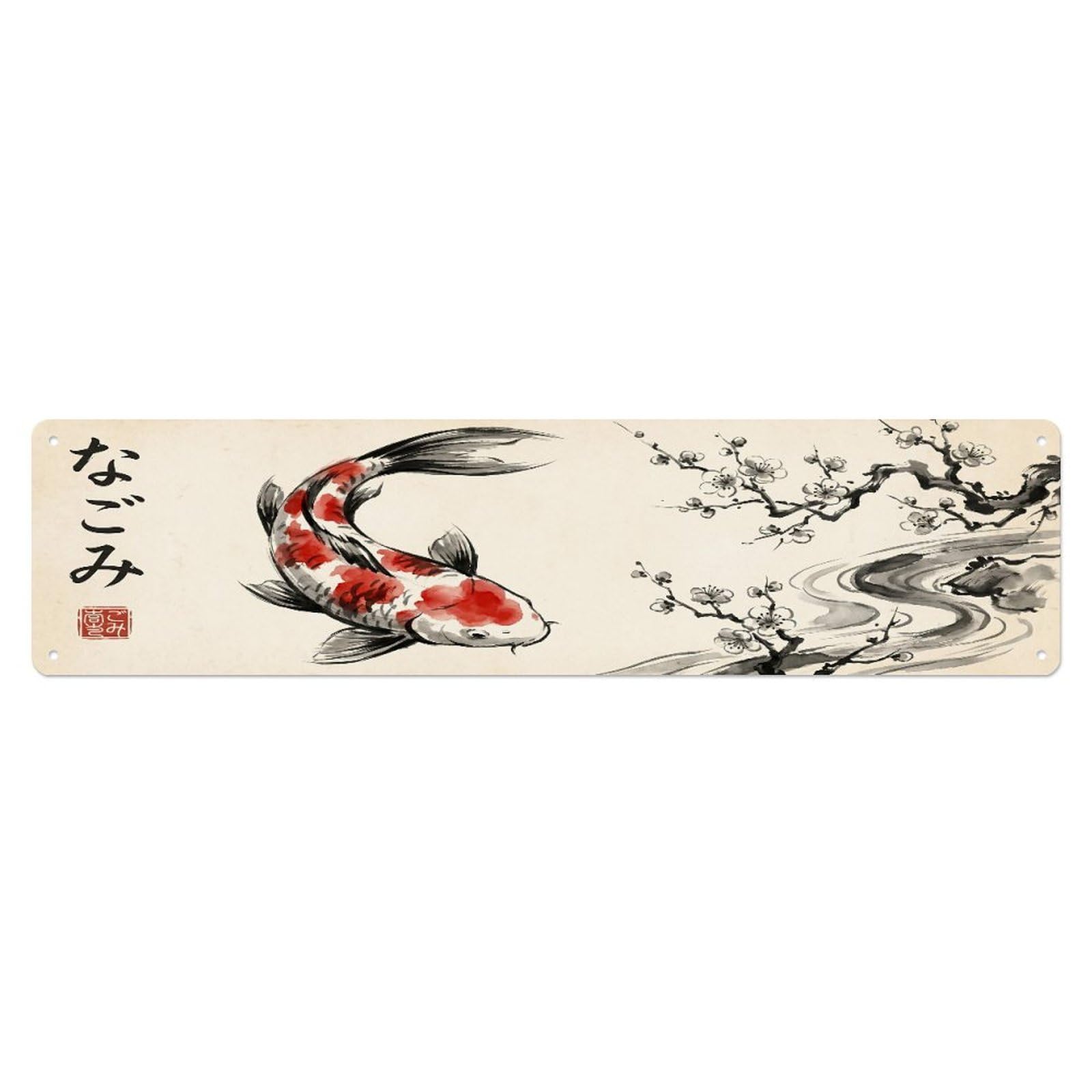 Xanthor Style Metal Tin Sign Vintage Koi Fish Japanese Floral