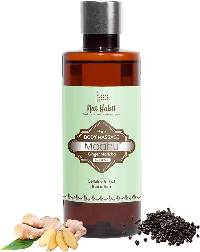 Nat Habit Pure Ginger Maricha Maahu, Ayurvedic Body Massage Oil | Helps Cellulite & Fat Reduction | With Goodness Of Cold ...