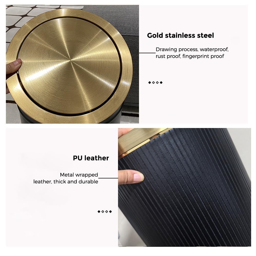 15L/4 Gallone Badezimmer Goldkorb, Badezimmer Papierkorb, High-End Badezimmer Müllkorb, Wohnzimmer, Schlafzimmer, Büro (schwarz)