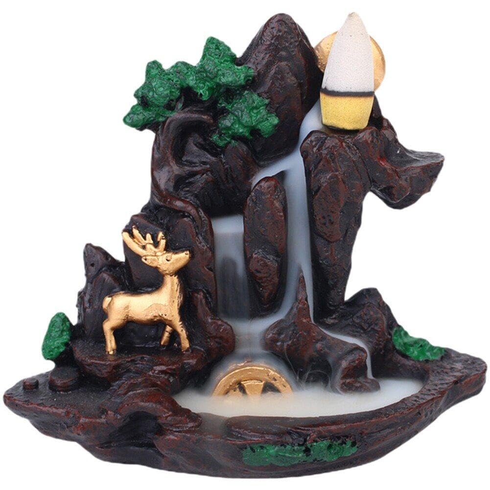 Sanfly Mountain Waterfall Backflow Incense Burner Decoration Incense Holder Incense Cones Holder for Meditation Room