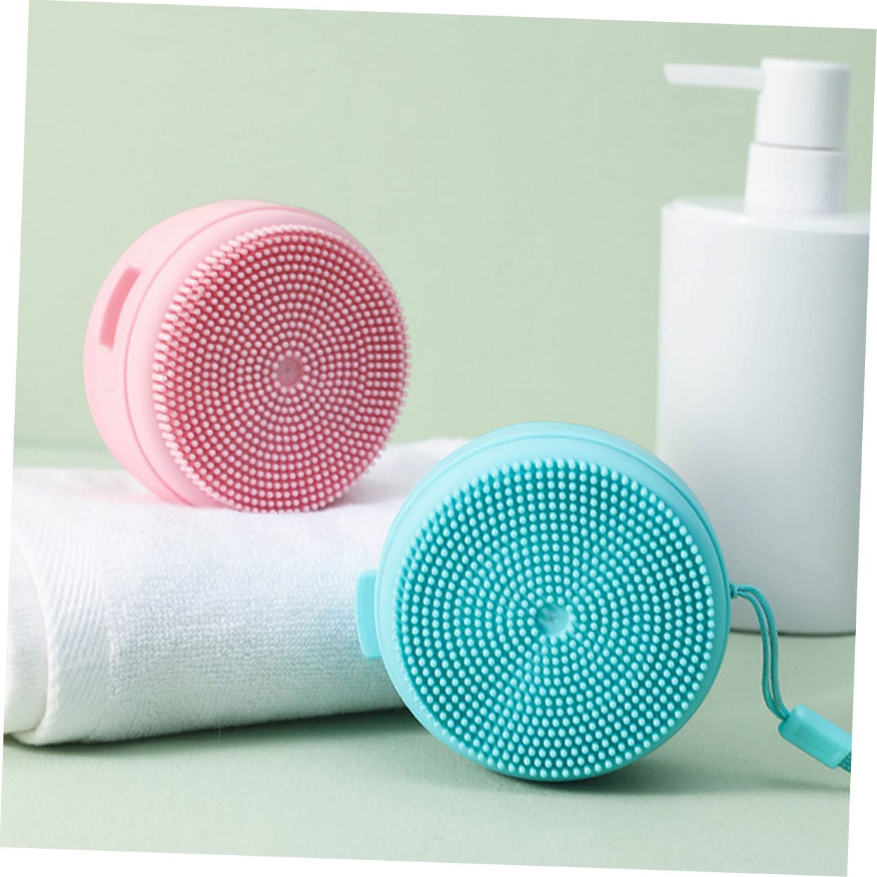 Healvian 4pezzi Spazzola Da Bagno Silicone Skin-friendly Con Supporto Per Sapone e Corda Di Appendere Massaggio Relaxante Per La e Bagno Pratica e Ergonomica