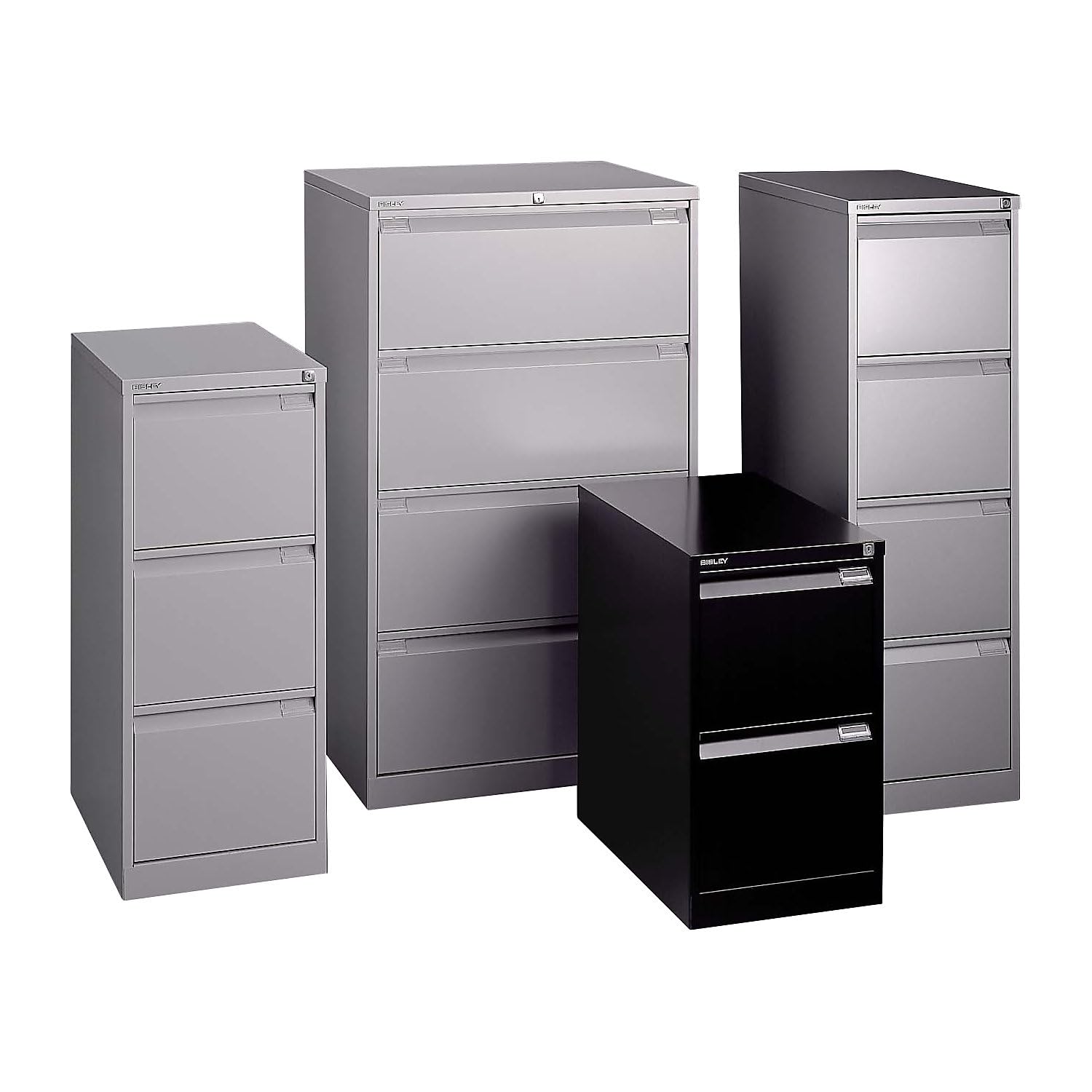 BISLEY Hängeregistraturschrank, einbahnig, DIN A4, 4 HR-Schubladen, Metall, 696 Verkehrsweiß, 62.2 x 41.3 x 132.1 cm