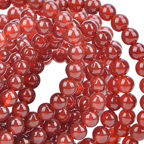 Image of 100PCS 8mm Red Agate Natural Colour Gemstone Loose Beads Round Carnelian Crystal Energy Stone Healing Power for Jewelry Making (Carnelian, 8MM)