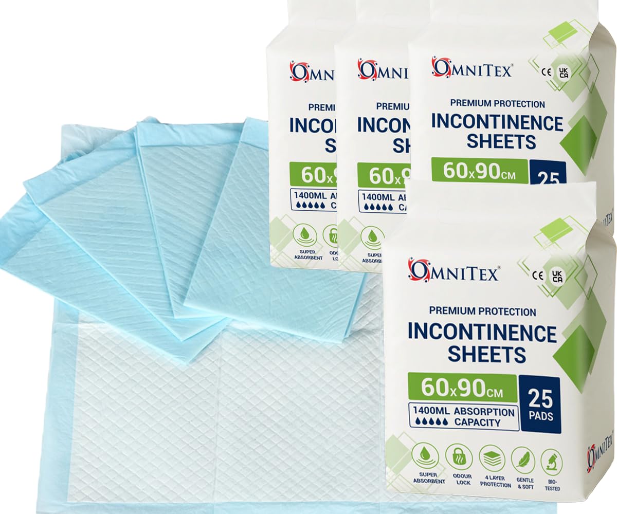 Omnitex 60 x 90cm Incontinence Bed Pads - 1400ml - 2000ml Disposable Absorbing Sheets (100x Pads - Premium (1400ml))