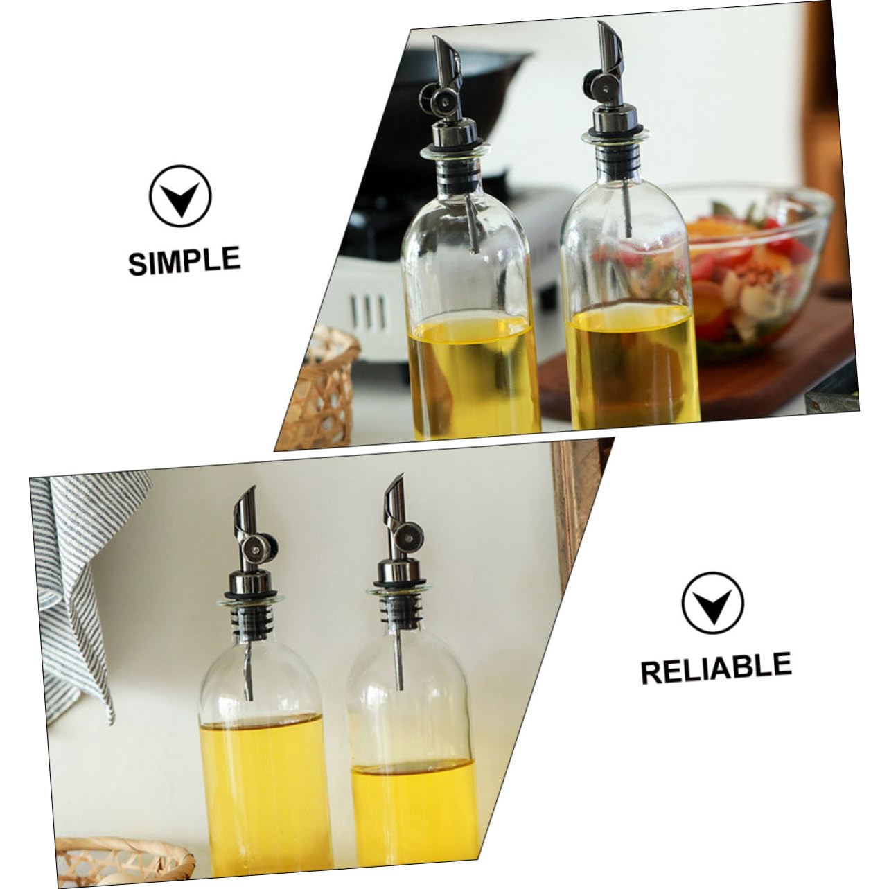Cabilock 2piezas Aceitera De Vidrio Dispensador De Aceite Boquilla Para Cocina Almacenamiento De Aceite y Vinagre