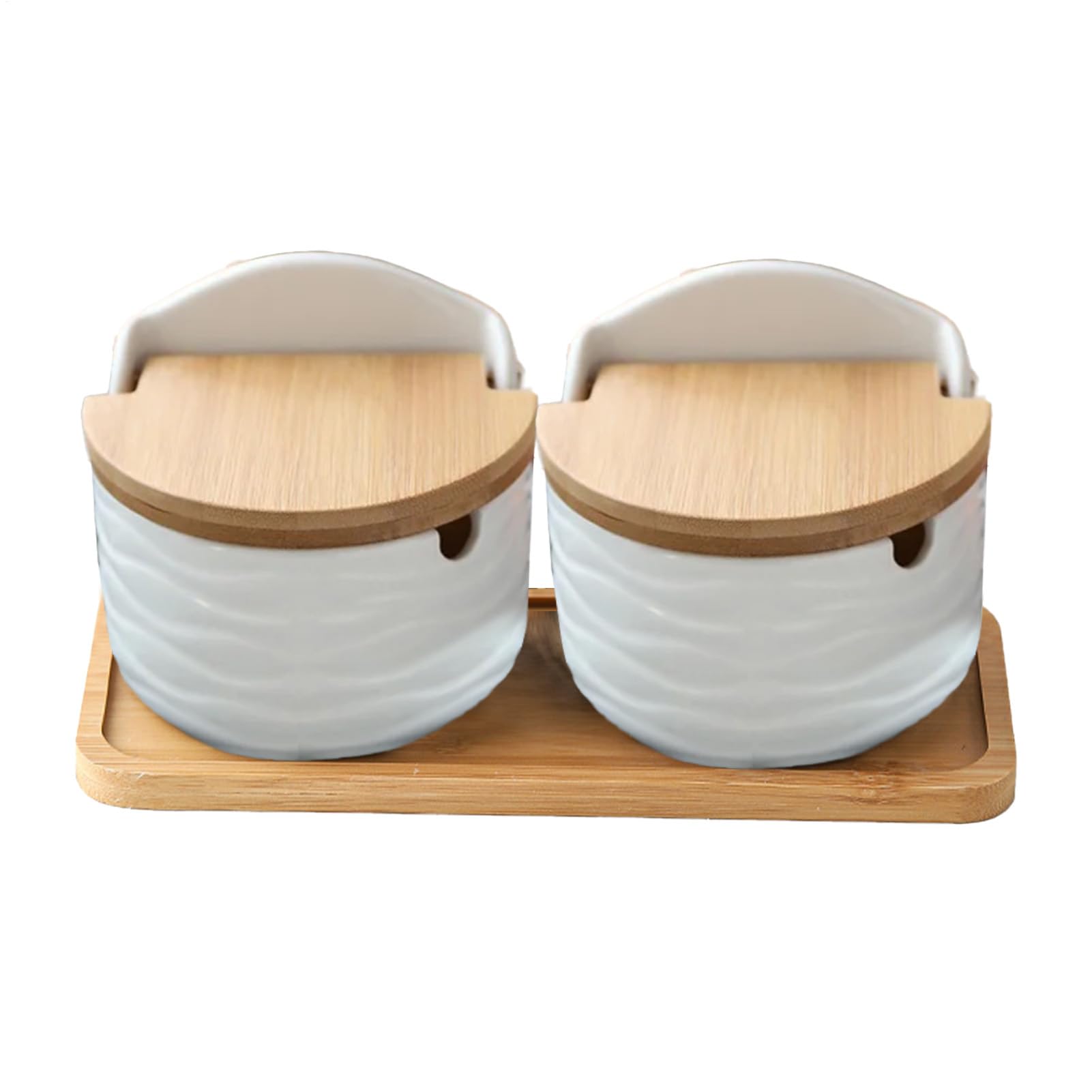 Contenitore per sale con coperchio, cantina di sale con coperchio, 2 contenitori per sale e zucchero, in ceramica, per bancone, portaspezie, set di sale e zuccheriera per la casa