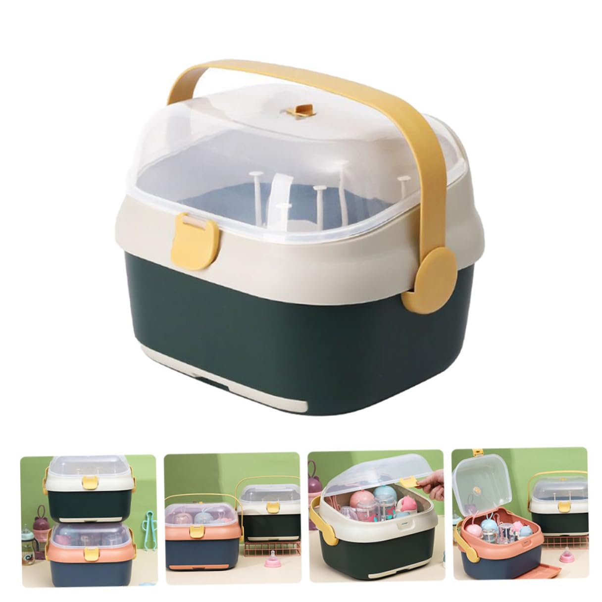 Aufbewahrungsbox mit Deckel Multifunktionale Babyflaschen aus Pp Flaschenhalter zum Trocknen und Staubdichtem Lagern für Babyprodukte im Haushalt