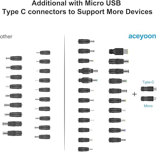 Miniatura 7 de aceyoon Fuente de alimentación USB de 5 V CC con 24 unidades DC Barrel Jack Adaptador de corriente universal para portátil USB 2.0 a CC 0.217x0.083