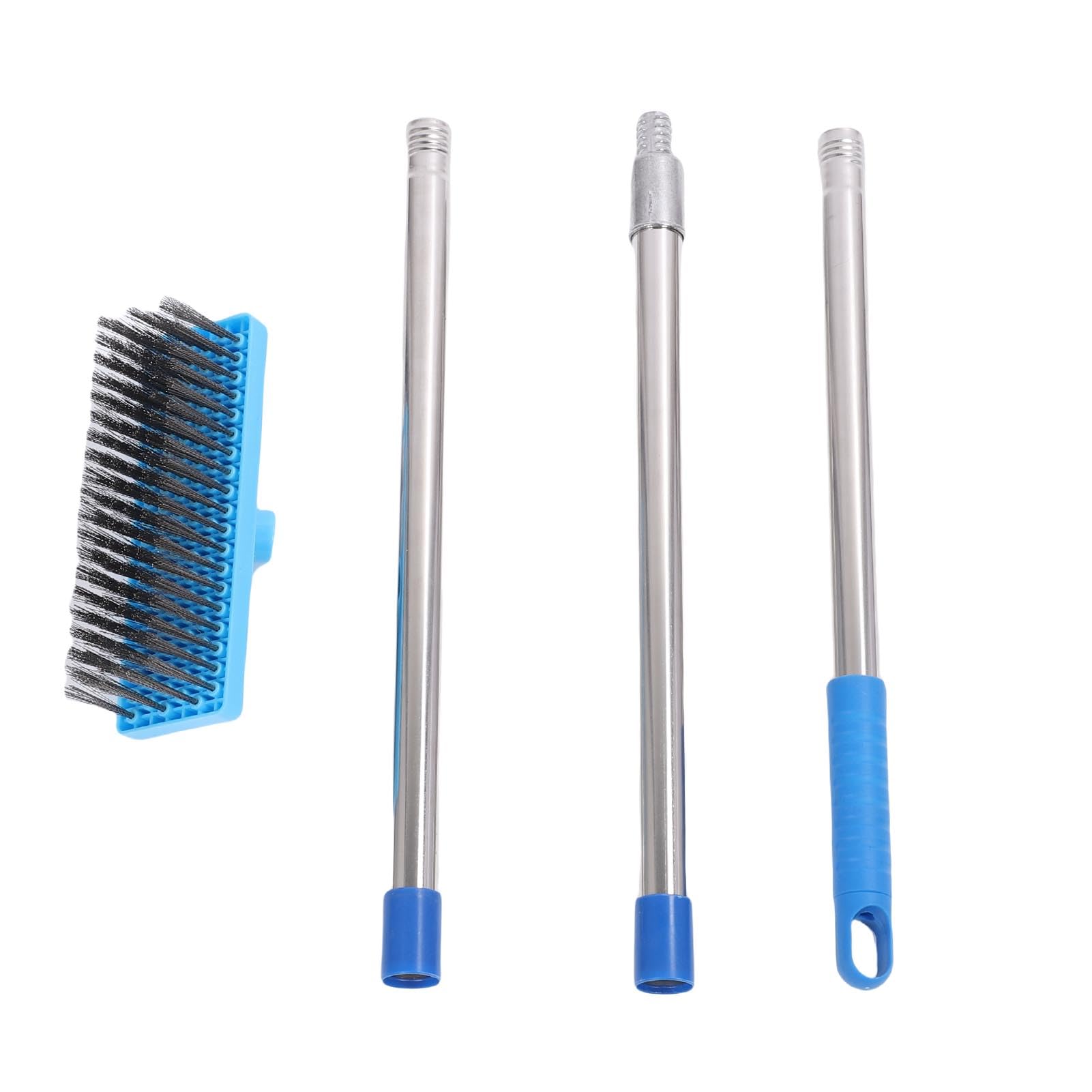SEAFRONT Cepillo para Fregar con Largo de 20 Cm, Escoba Telescópica de Alambre de Acero, Cepillo de Limpieza Duro con Postes de Extensión de Acero Inoxidable para Eliminar la Suciedad y (120cm)