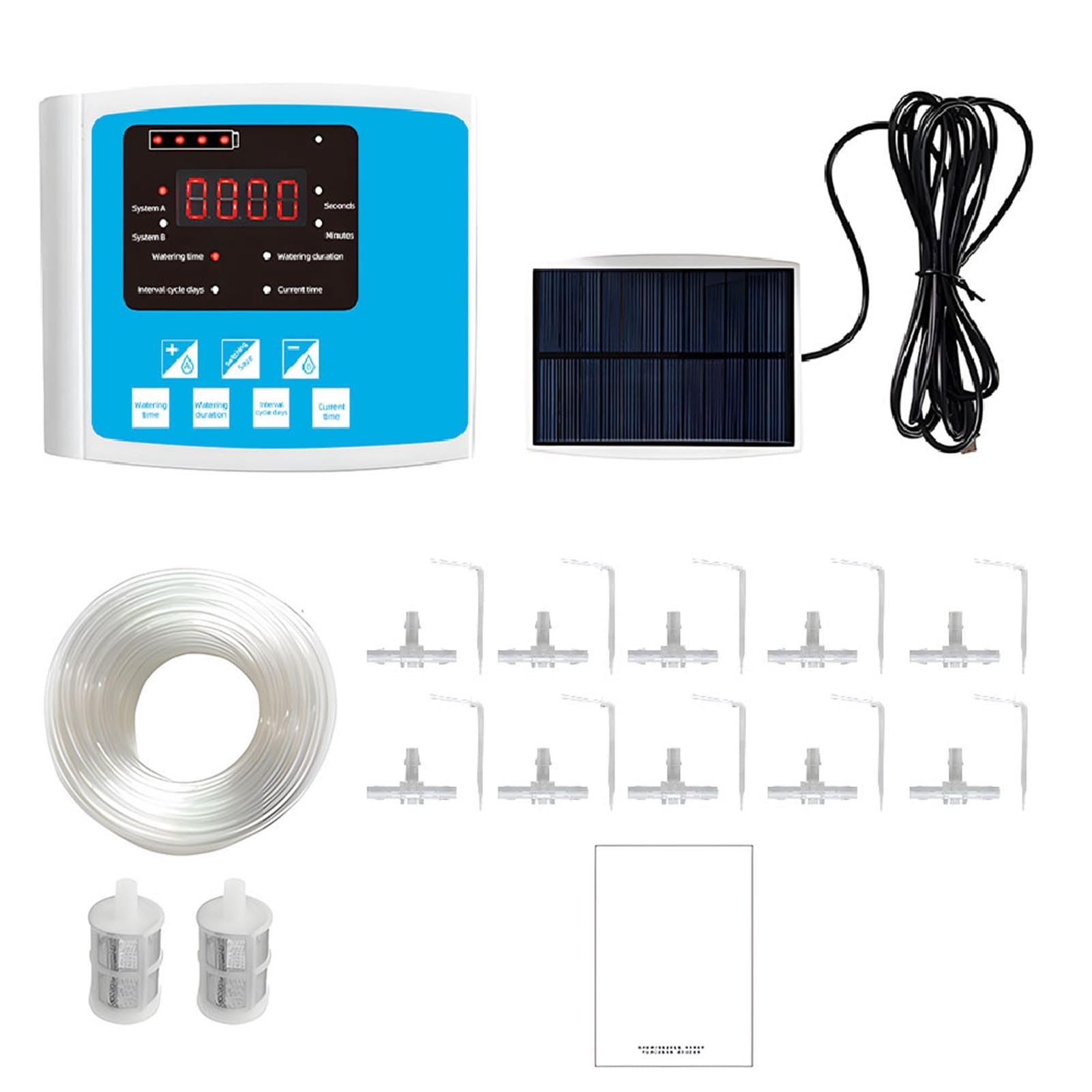 TOPINCN Automatisches Tropfbewässerungsset mit Solar-Doppelpumpe, USB-Stromversorgung, Intelligenter Zeitgesteuerter Bewässerung für Zimmerpflanzen und Gärten Im Freien (10 m Einzelpumpe)