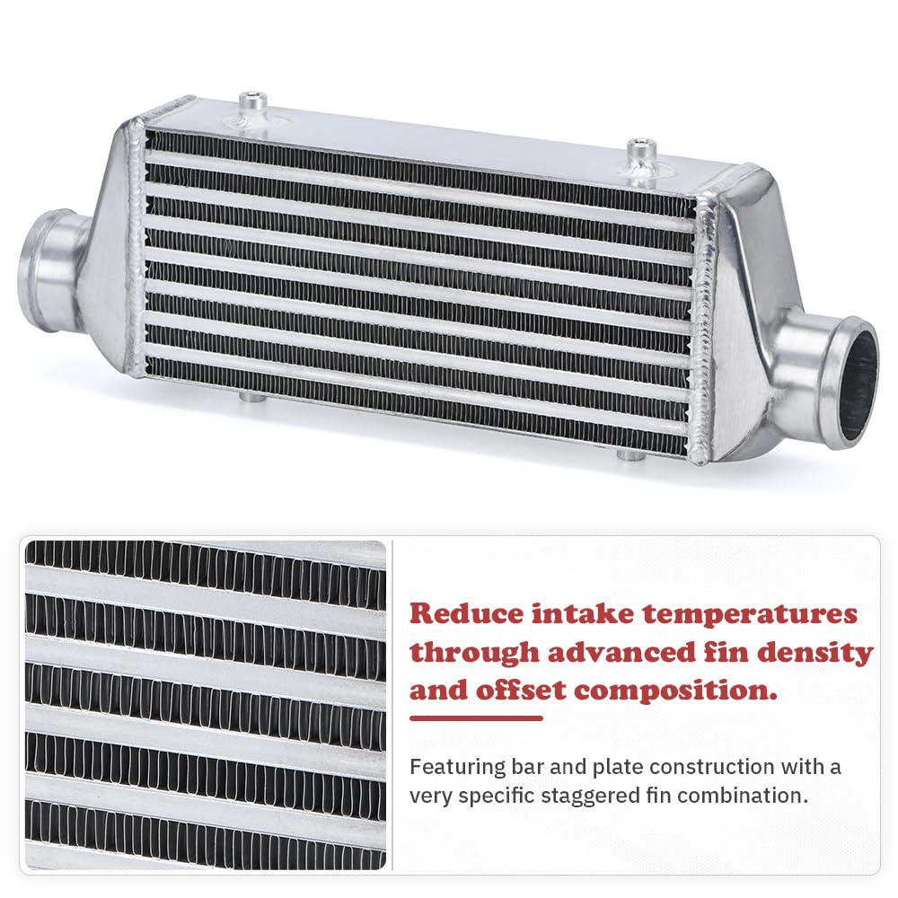 Intercooler aluminiowy 320 * 140 * 65mm Uniwersalny pasek i płyta intercoolera Turbo OD = 2,5 "Intercooler montowany z przodu LZ-ECB869