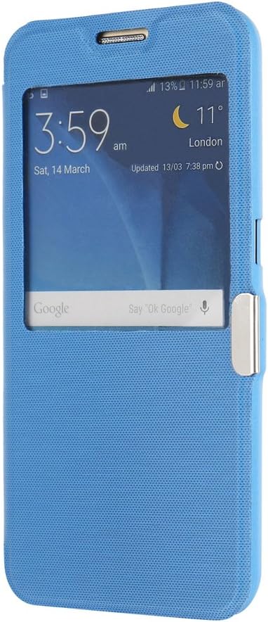 S6 Case, Galaxy S6 case, MTRONX Window View Magnetic Closure Ultra Folio Flip Slim PU Leather Case Cover Pouch for Samsung Galaxy S6 - Blue(MW-BU)