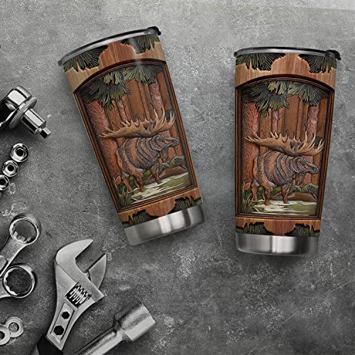 64Hydro 20Oz Hunting Gifts For Men, Gifts For Hunters, Hunter Gifts For Men, Valentines Day Gifts For Him, Coffee Thermos For Men, Moose Hunting Tumbler Cup, Insulated Travel Coffee Mug With Lid #TOP1