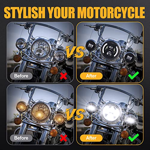Image of SUPAREE 7 inch LED Motorcycle Headlight with 4.5 inch Fog Light fit for Touring Road King Ultra Classic Electra Street Glide Tri Cvo Heritage Softail Slim Deluxe Fatboy Chrome