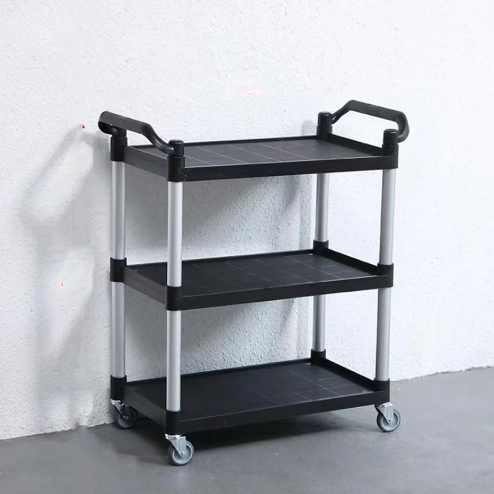 Carrito comercial de tres niveles, carrito de comedor resistente para restaurantes y hoteles, carrito de recogida de platos gruesos, carrito de servicio de alimentos empujado a mano, ideal para