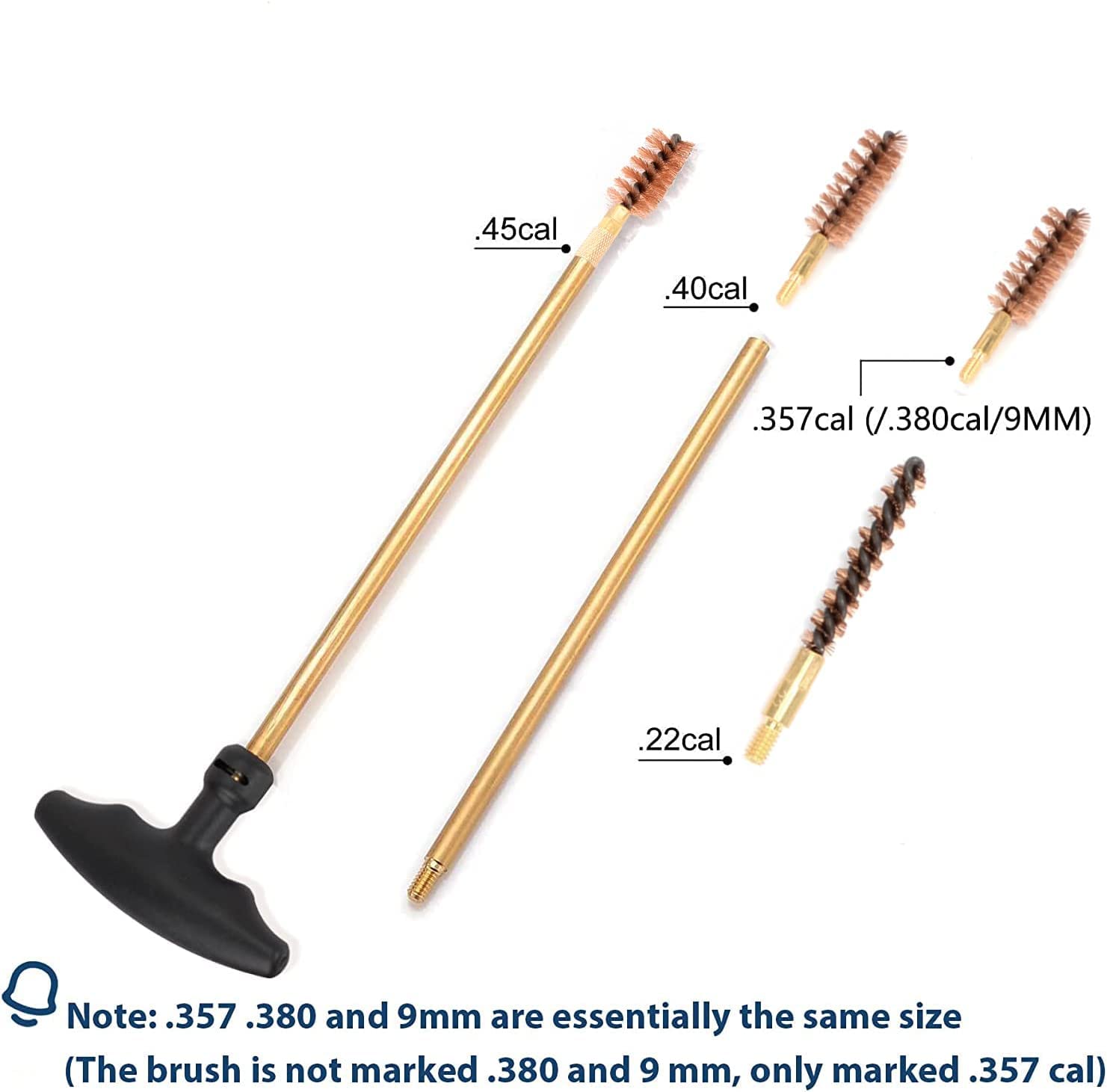 Boosteady Kit pulizia pistola versione Elite per 9mm/.357.22.45.40 Set pulizia pistola Spazzola in ottone con custodia portatile