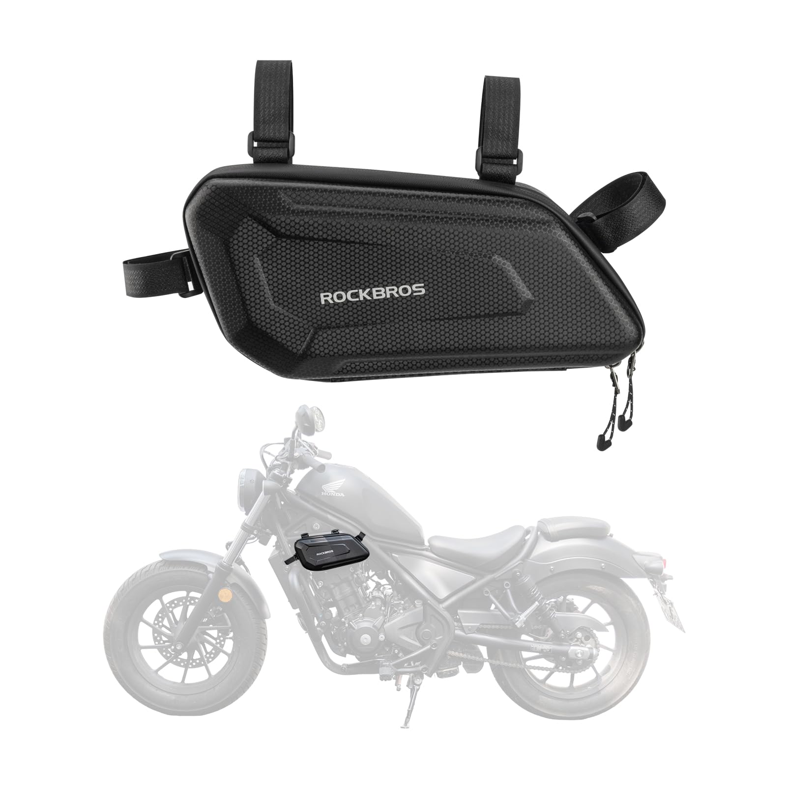 ROCKBROS Motorbike Bags 1.5L Water-Repellent Hard Shell Motorcycle Side Tool Bag with Adjustable Fastening Strap