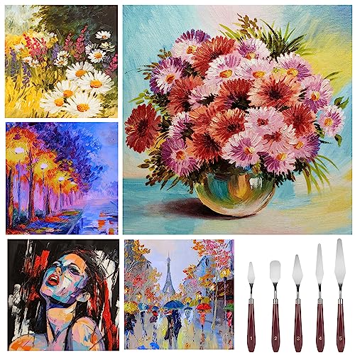 11 Piezas Espatulas Pintura, 5 Piezas Cuchillas de Paleta de Acero Inoxidable y 6 Piezas Rascadores de Plástico Accesorios de Pintura Material Artístico para Pintura al óleo, Gouache (Morado) - imagen 5