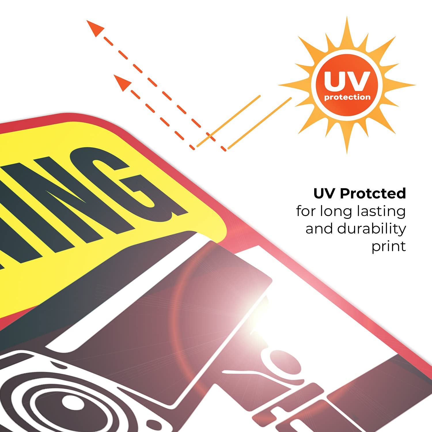 (4 unidades) 24 horas de vídeo vigilancia señal/de Vinilo Autoadhesivo "5 ½ x 5 ½" 4 Mil vinilo – uso interior y exterior – con protección UV y resistente al agua – elegante, esquinas redondeadas
