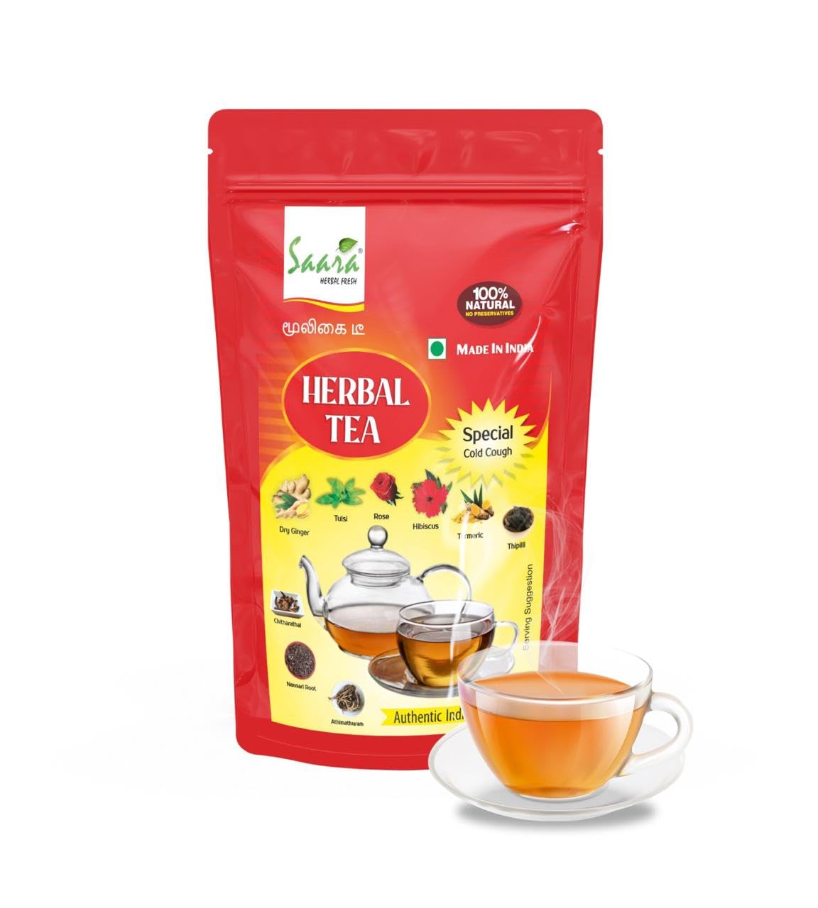 Saara HERBAL FRESH Herbal Tea, 100g, Exquisite Blend of 20 Herbs,Relieve Cold and Cough, Immunity Booster,(pack of 1 x 100g) (B08GMBV1KH) Amazon Price History, Amazon Price Tracker