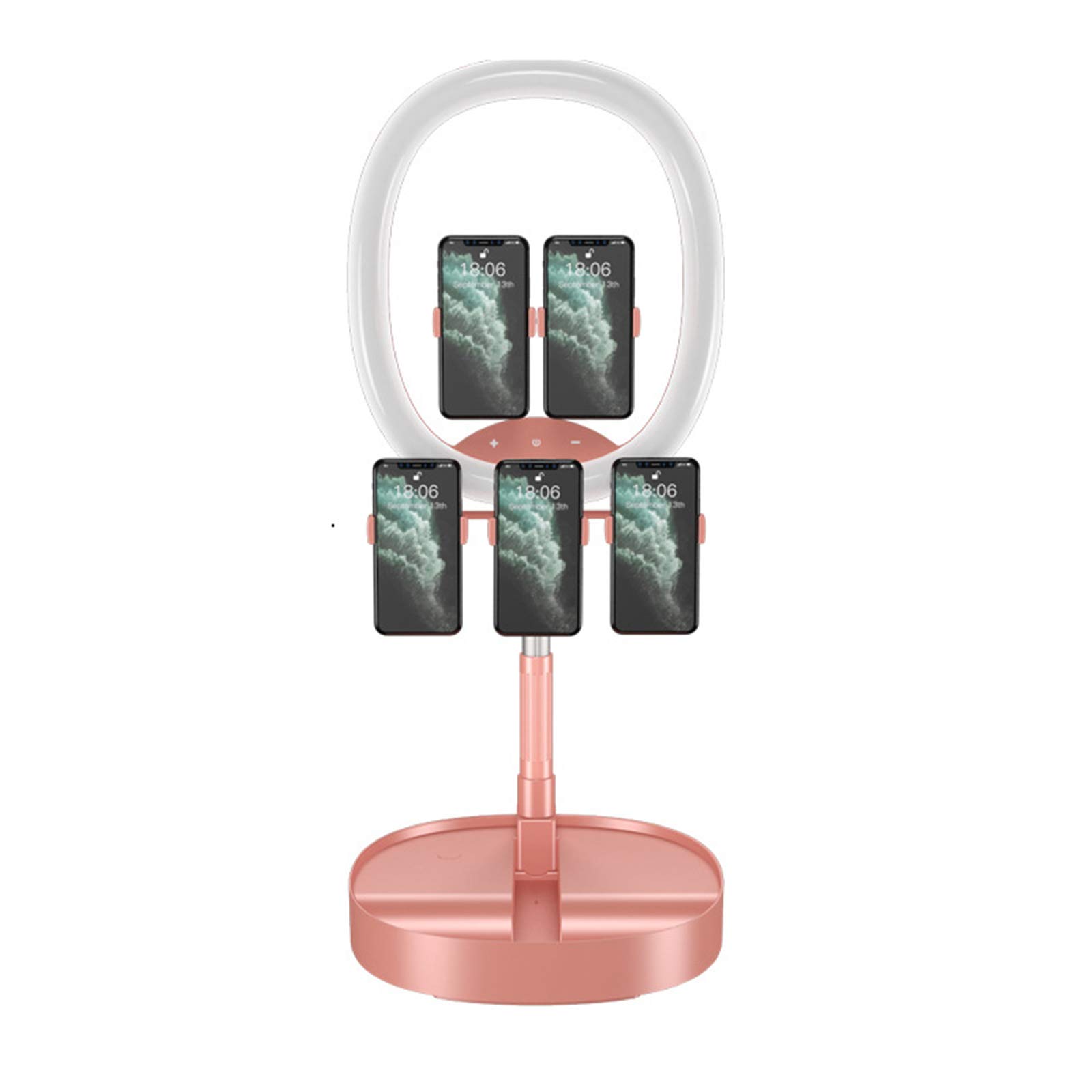 Luce ad Anello Trucco Luce con supporto allungabile, pieghevole con supporto per telefono, Dimmerabile Selfie Light 3 Modalità Colore per Youtube, Tik Tok,Trucco, Fotografia,Rosa,5 pen holder