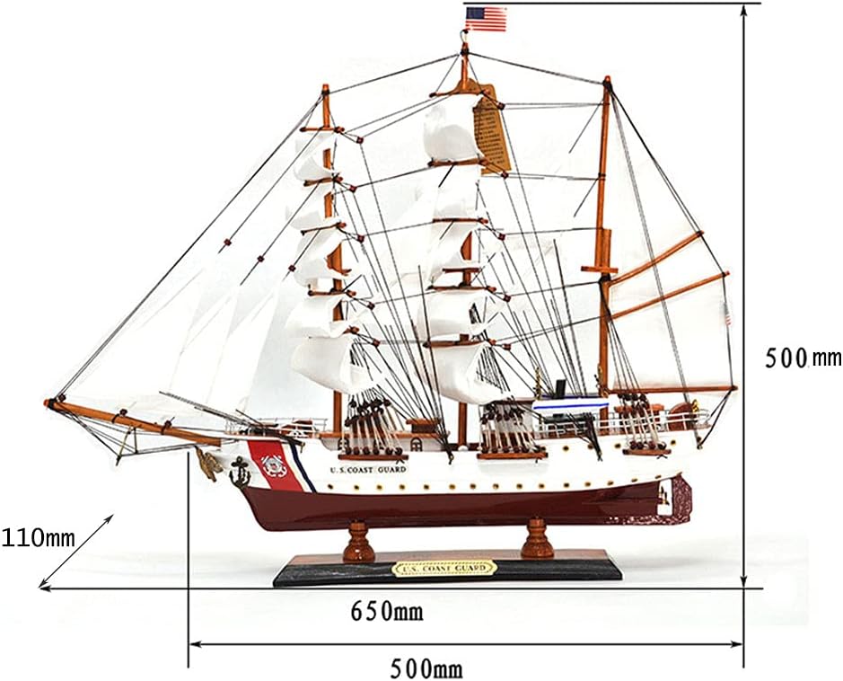 65Cm Coast Guard Simulation Model Ships Handmade Wooden Nautical Home Decor Crafts Ornaments Gifts