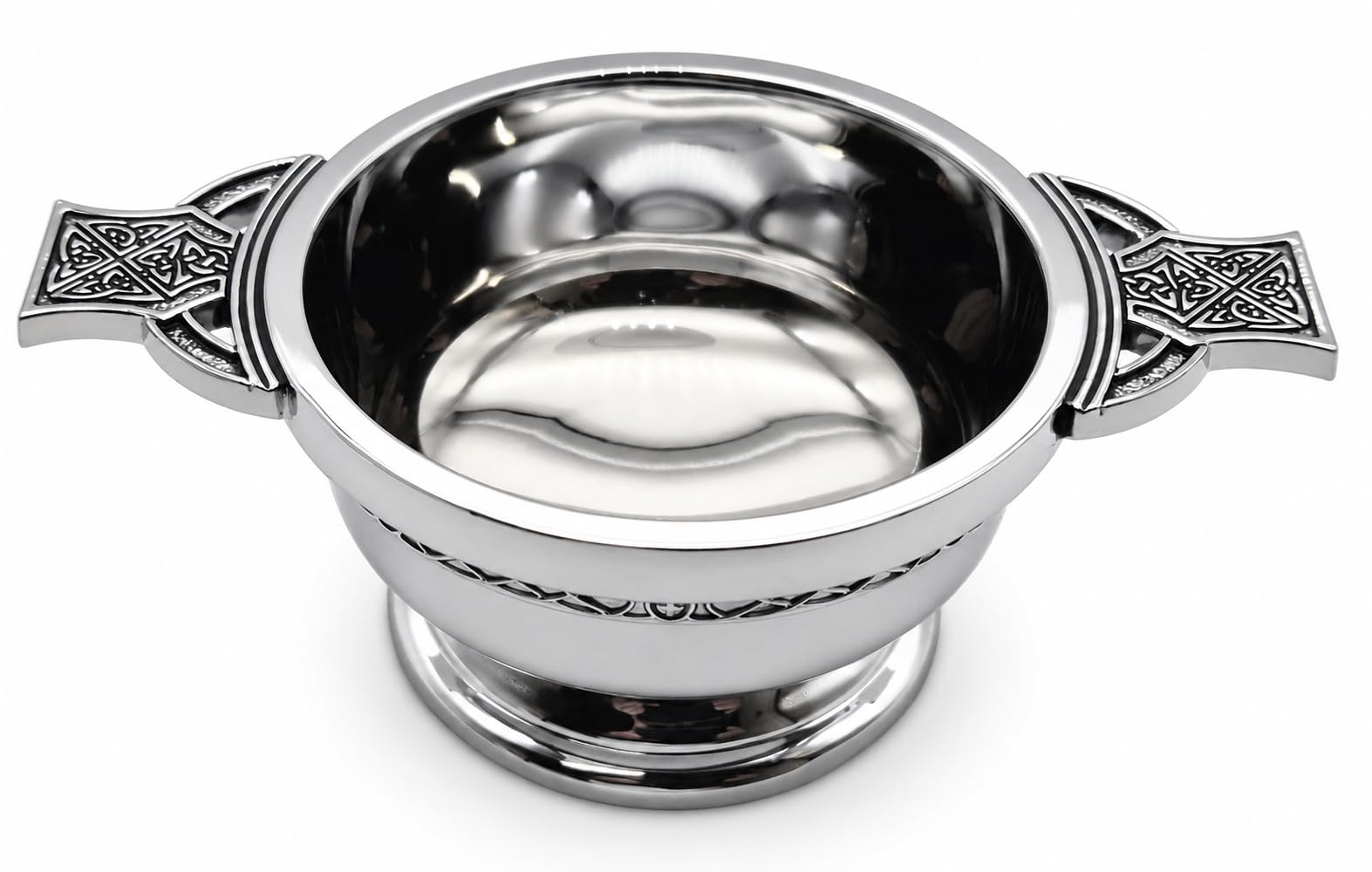 Pinder Bros Ltd Chrome Plated Quaich Bowl 3.5" – Traditional Scottish Loving Cup – Decorative Serving Bowl for Whisky, Gifts & Ceremonies