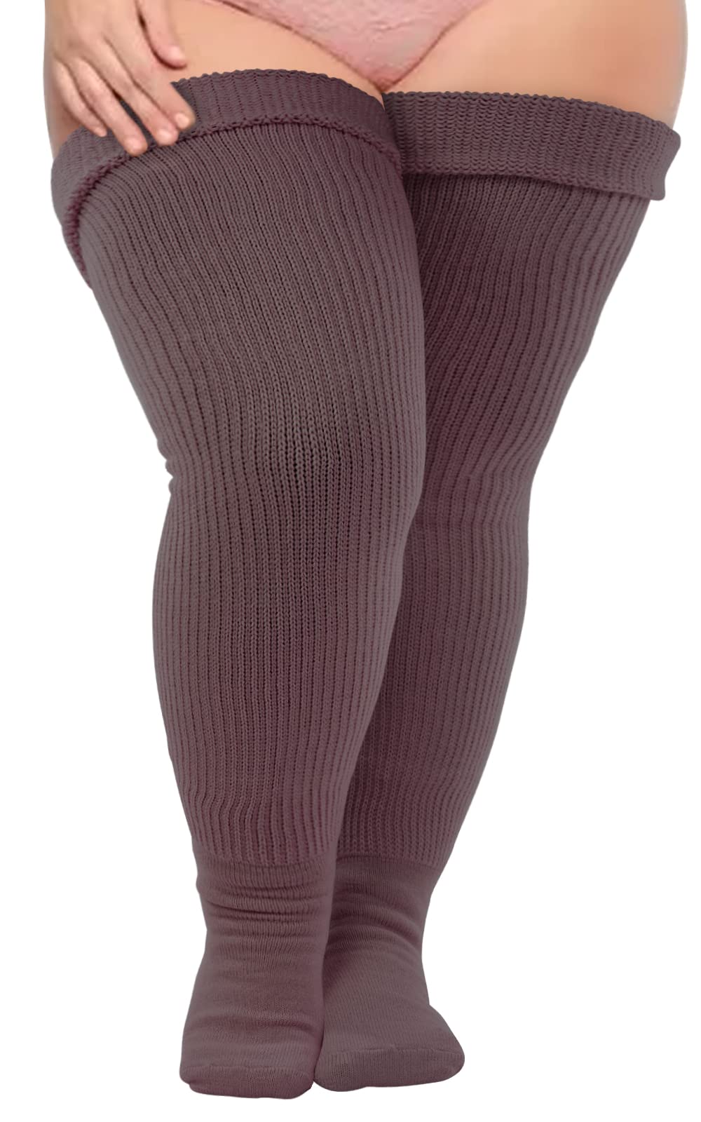 Neoviancia Plus Size Thigh High Socks for Thick Thighs Women- Thigh Highs Widened Extra Long Thick Knit Socks
