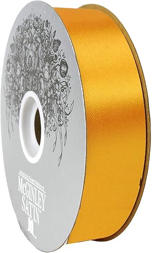 McGinley Mills - Cinta de satén de acetato de 1.3 pulgadas de ancho, naranja, carrete de 100 yardas