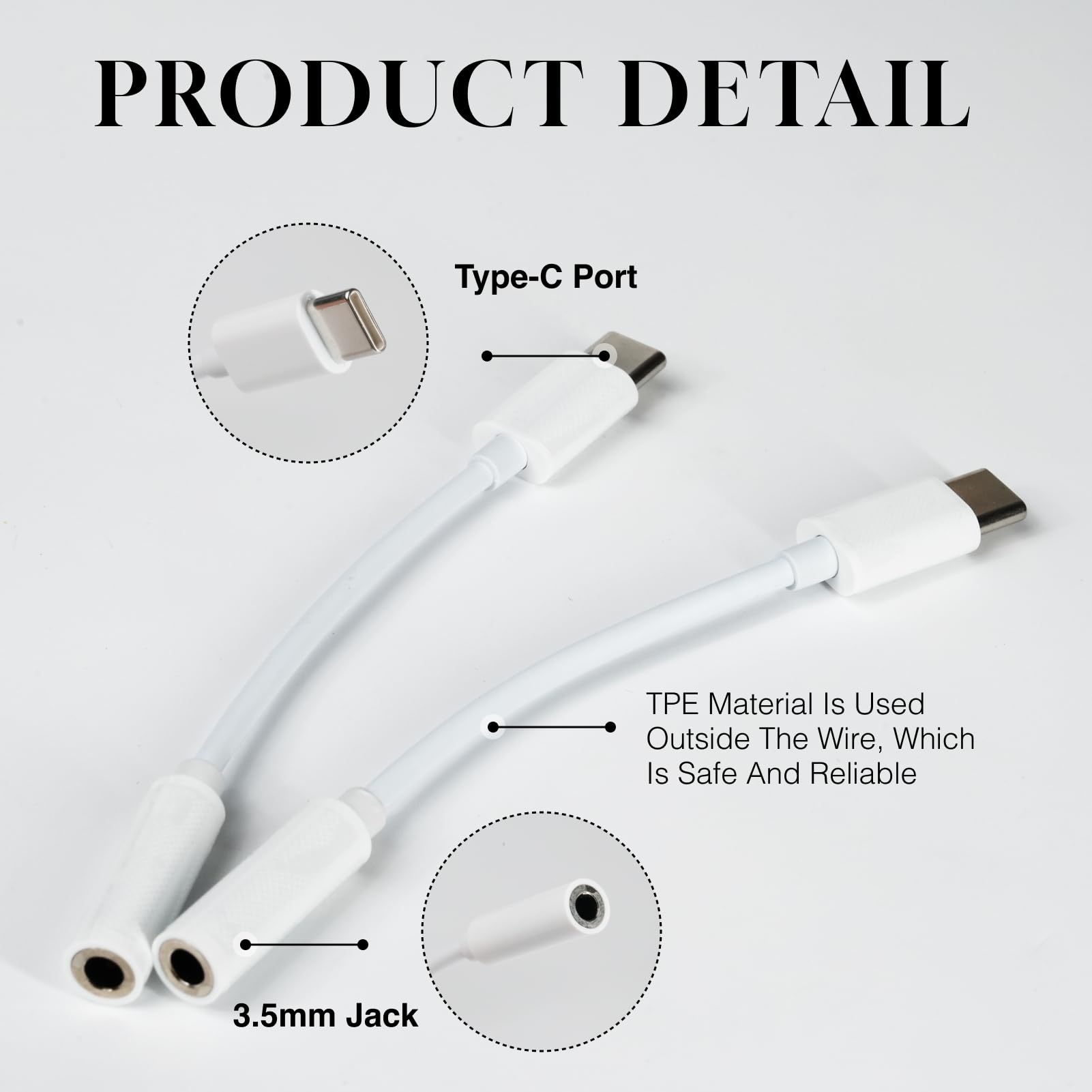 Adattatore USB C a jack AUX da 3,5 mm per OnePlus, Huawei, Samsung, Xiaomi, colore: bianco, plug and play, compatibile con molti dispositivi