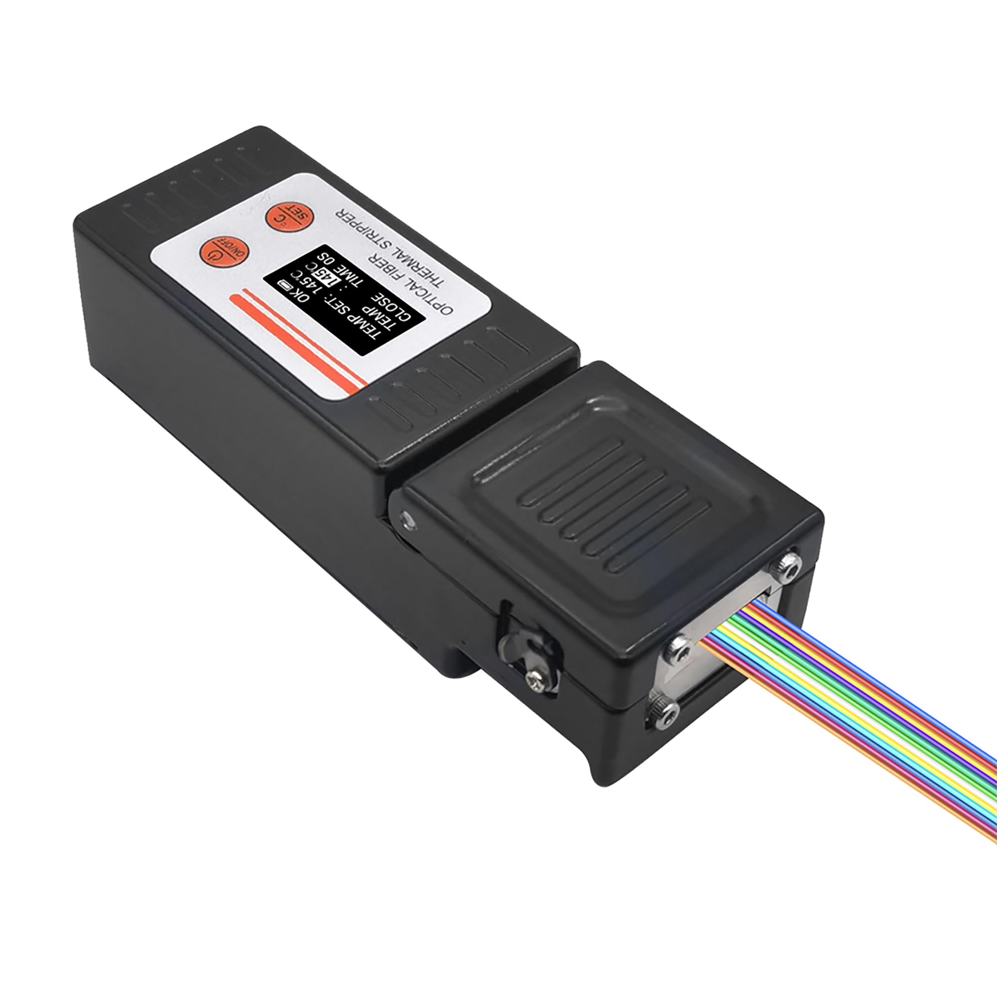 TM99 Fiber Thermal Stripper Dénudeur Thermique Fibre Optique avec LCD, Réglable 50–180 °C & Chauffage Uniforme — Batterie 3500 mAh Rechargeable pour Fibres 250 µm/900 µm/Ruban, Arrêt Auto